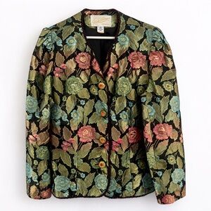 Vintage Rickie Freeman Brocade Floral Jacket Made in USA Size 16
